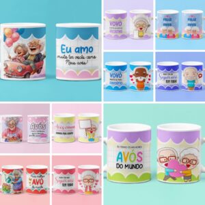 artes caneca dia dos avos coloridas fofas sublimacao psd 10