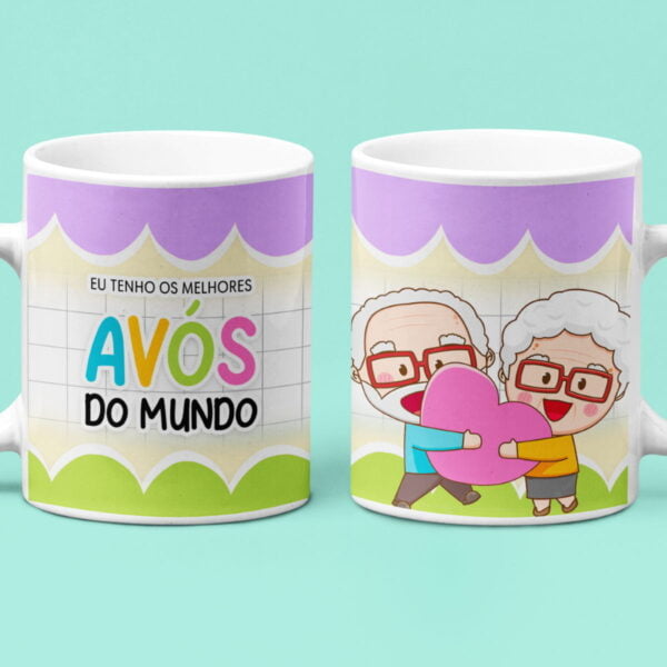 Artes Caneca Dia dos Avós Coloridas Fofas Sublimação PSD - Imagem 7