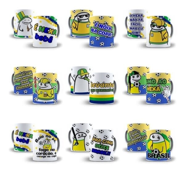 Artes Caneca Flork Seleção Brasileira Copa 2022 Sublimação
