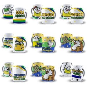 Artes Caneca Flork Seleção Brasileira Copa 2022 Sublimação