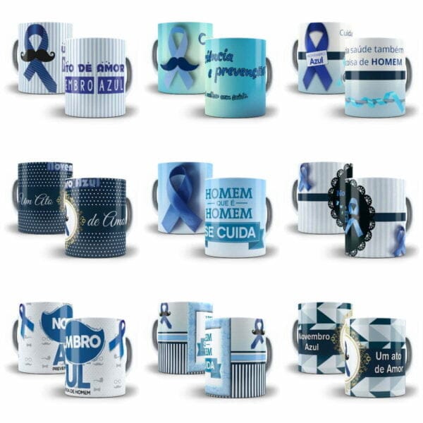 Artes Caneca Novembro Azul Editável Em Corel e Photoshop