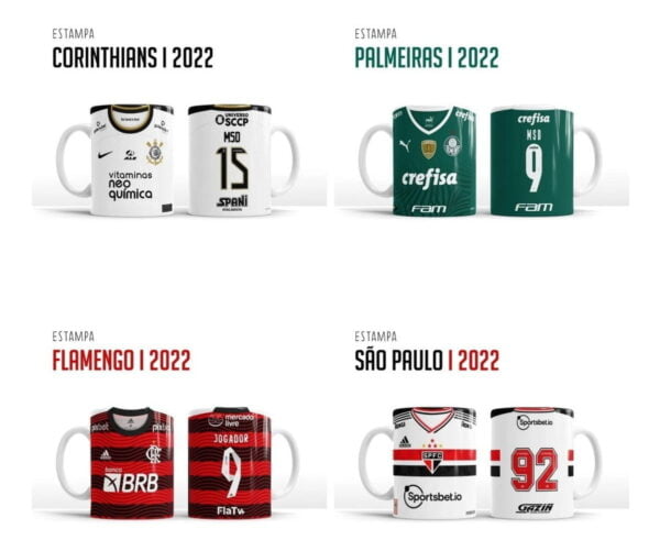 Artes Caneca Times Brasileiros Brasileirão 2022 Editáveis
