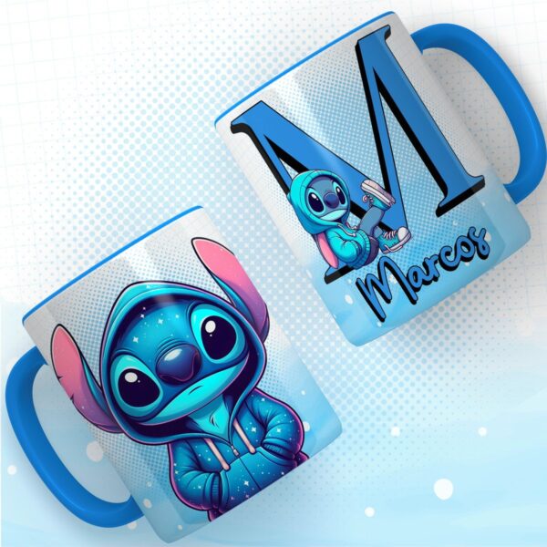 Artes Canecas Alfabeto Stitch Azul Png e pdf - Imagem 4