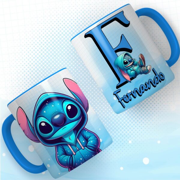 Artes Canecas Alfabeto Stitch Azul Png e pdf - Imagem 3
