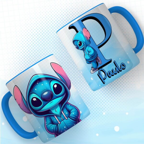 Artes Canecas Alfabeto Stitch Azul Png e pdf - Imagem 5