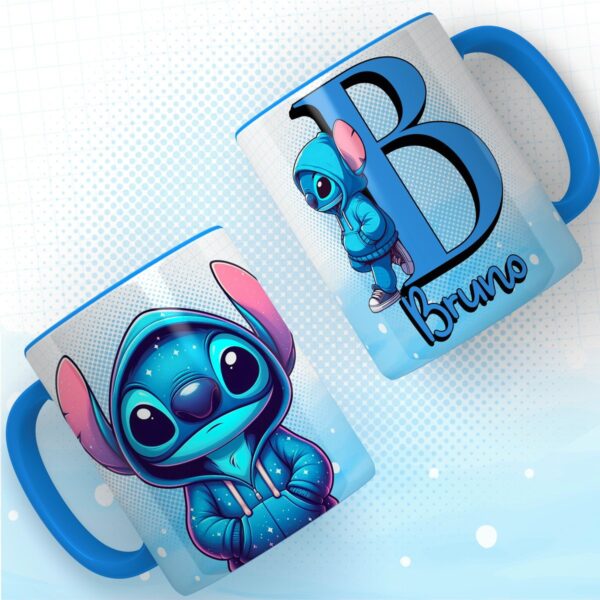 Artes Canecas Alfabeto Stitch Azul Png e pdf - Imagem 2