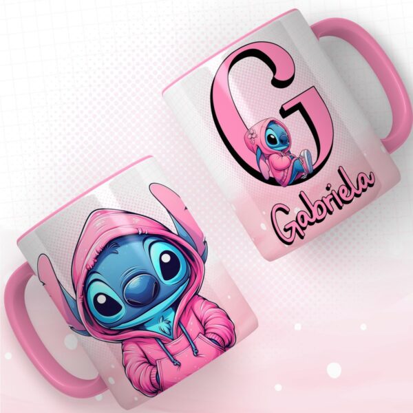 Artes Canecas Alfabeto Stitch Rosa Png e pdf - Imagem 3