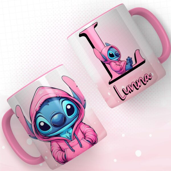 Artes Canecas Alfabeto Stitch Rosa Png e pdf - Imagem 5