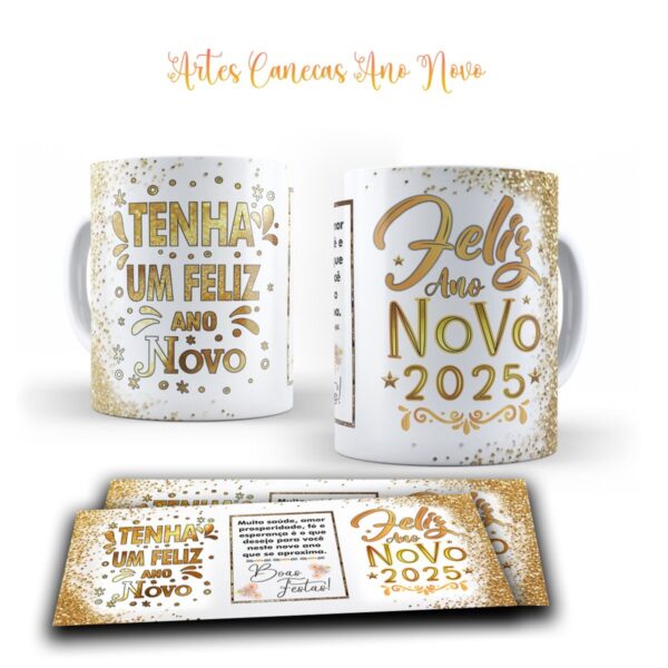 Artes Canecas Ano Novo 2025- Jpg, Corel e pdf - Imagem 5