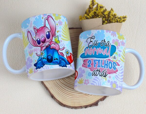 Artes Canecas Dia das Mães Stitch - Arquivo Digital