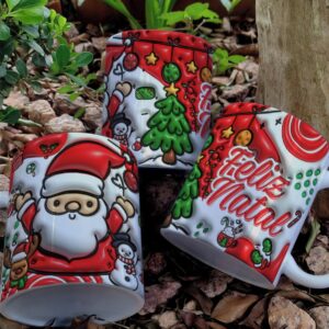 artes canecas natal 3d arquivo digital papelaria personalizada 1
