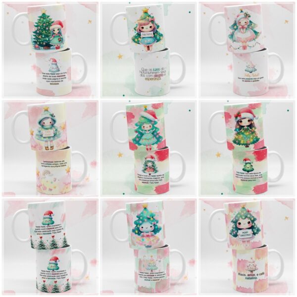 Artes Canecas Natal Aquarelado - Png