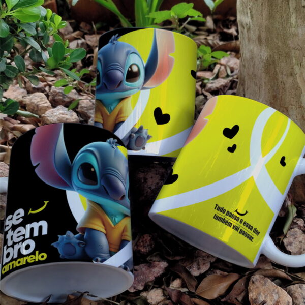 Artes Canecas Setembro Amarelo Stitch - Imagem 5