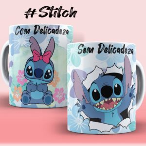artes canecas stitch com e sem png e corel caneca