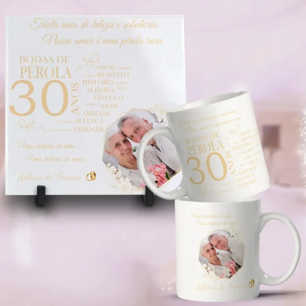 Artes para Caneca e Azulejo - Bodas de Casamento Editáveis
