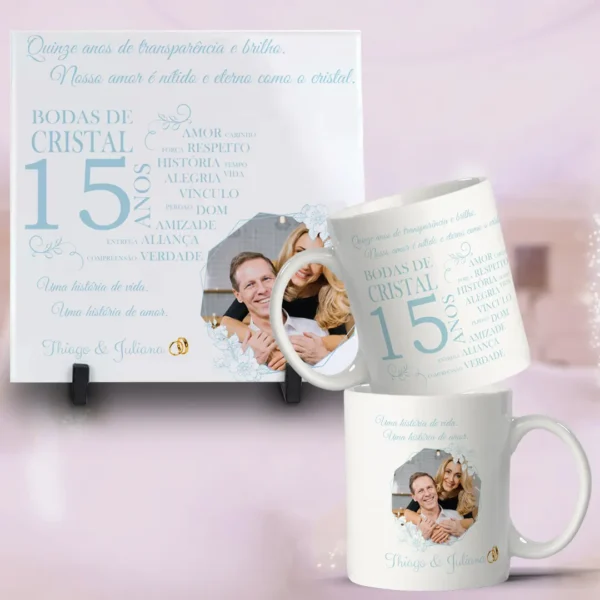 Artes para Caneca e Azulejo - Bodas de Casamento Editáveis