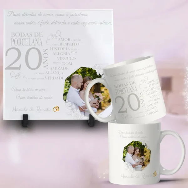 Artes para Caneca e Azulejo - Bodas de Casamento Editáveis
