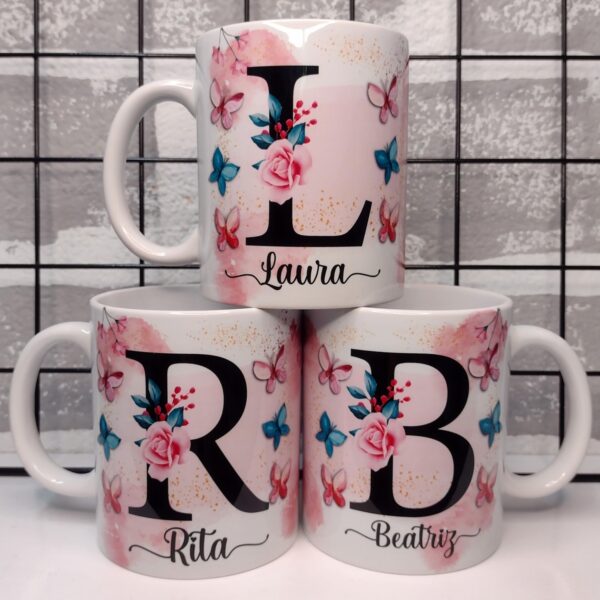 Artes Sublimação Caneca Dia das Mães Edição Alfabeto Floral