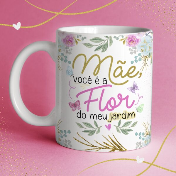 Artes Sublimação Caneca Dia das Mães Edição Alfabeto Floral