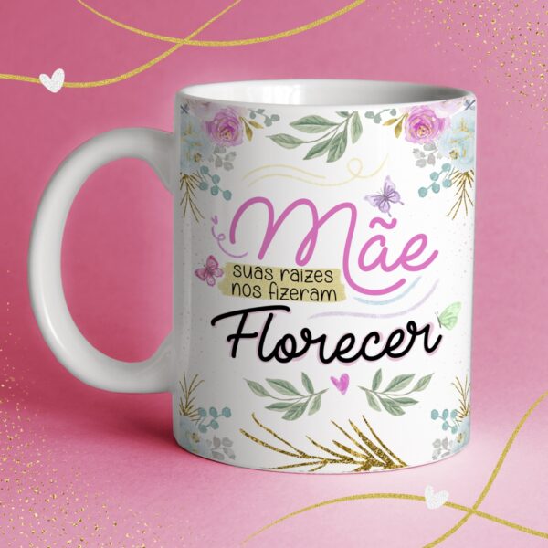 Artes Sublimação Caneca Dia das Mães Edição Alfabeto Floral