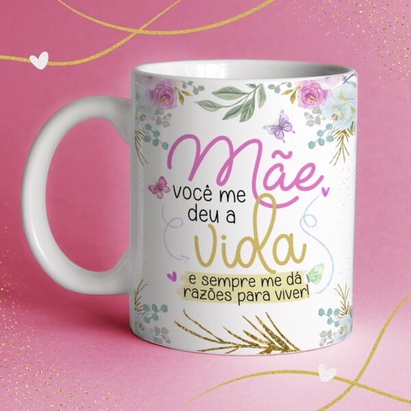 Artes Sublimação Caneca Dia das Mães Edição Alfabeto Floral