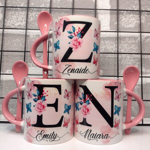 Artes Sublimação Caneca Dia das Mães Edição Alfabeto Floral