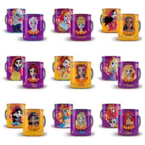 Artes Sublimação Caneca Princesas Fantasma Editável Em Psd