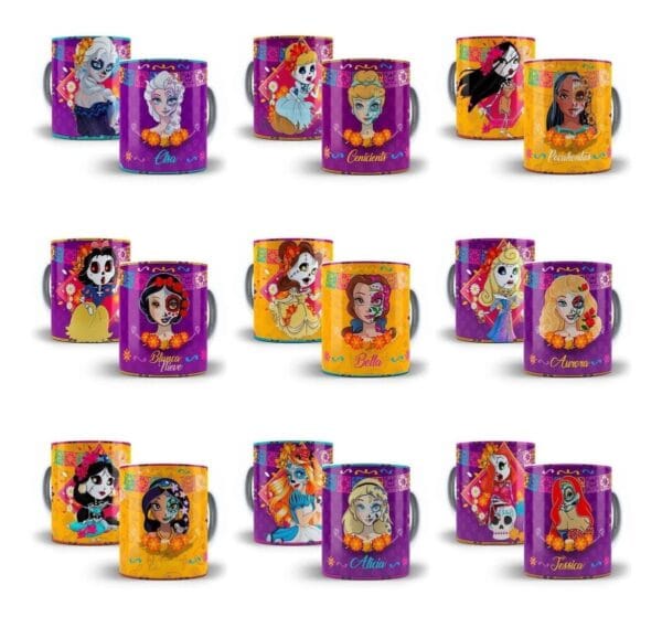 Artes Sublimação Caneca Princesas Fantasma Editável Em Psd