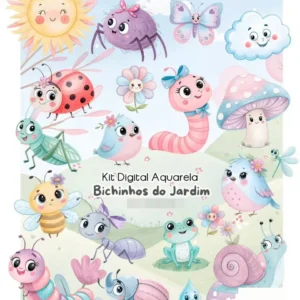 Bichinhos do Jardim Aquarela: Kit de Imagens PNG