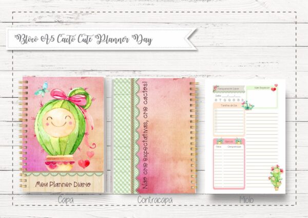 Bloco A5 Cacto Cute Planner Day
