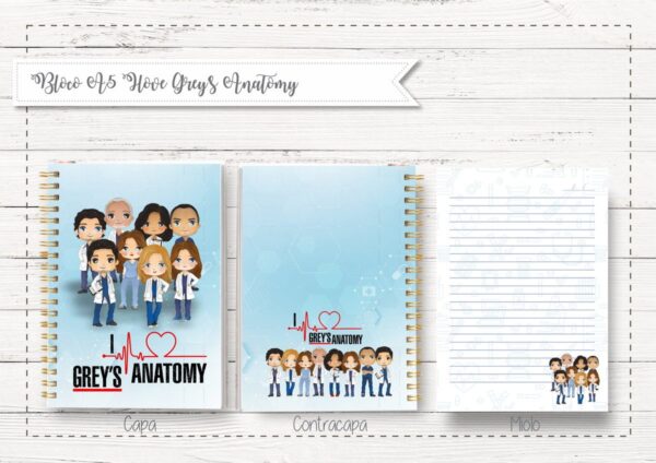 Bloco A5 I Love Greys Anatomy - Arquivo Digital