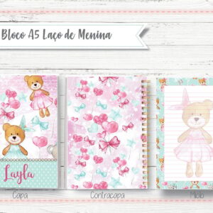 bloco a5 laco de menina arquivo digital papel e cia