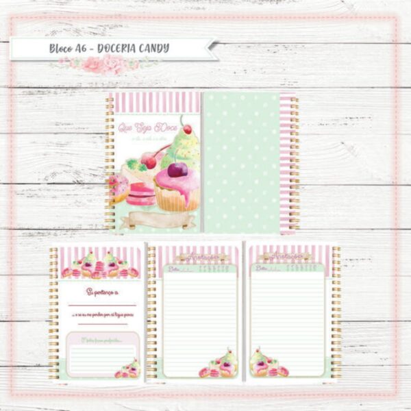 Bloco A6 Doceria Candy - Arquivo Digital