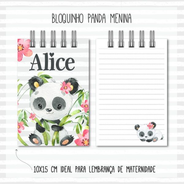 Bloquinho 10x15 Panda Menina - Arquivo Digital
