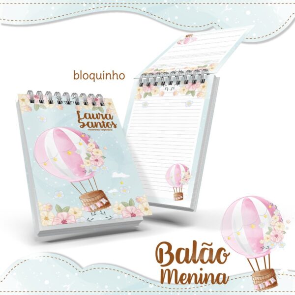 Bloquinho Anotações Balão Menina Rosa - Arquivo Digital