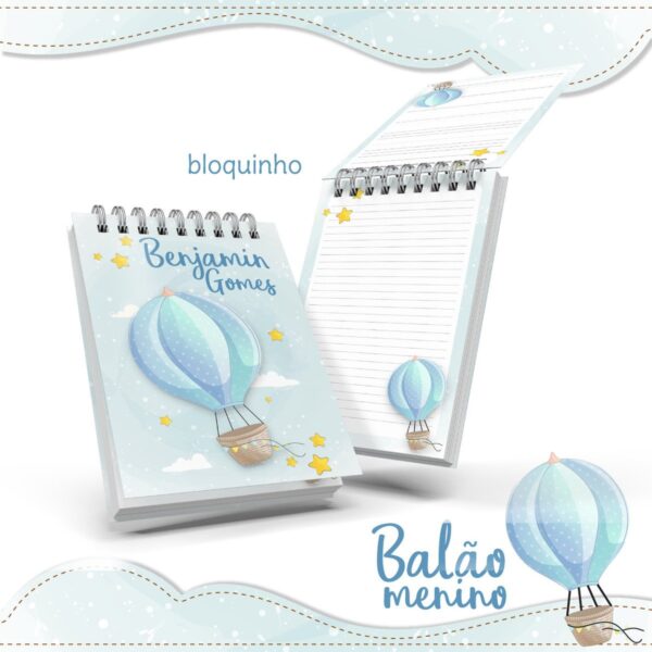 Bloquinho Anotações Balão Menino Azul - Arquivo Digital