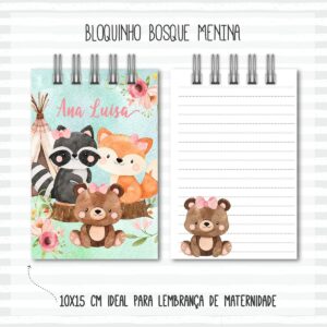 bloquinho anotacoes bebe bosque menina arquivo digital encadernacao digital