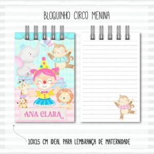 bloquinho anotacoes bebe circo menina arquivo digital informacoes