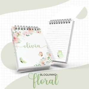 Bloquinho Anotações Bebê Floral Verde - Arquivo Digital