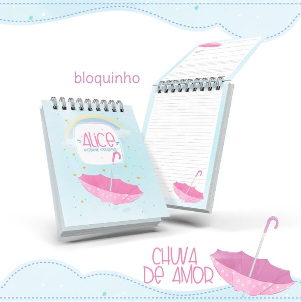 Bloquinho Anotações Chuva de Amor Menina - Arquivo Digital