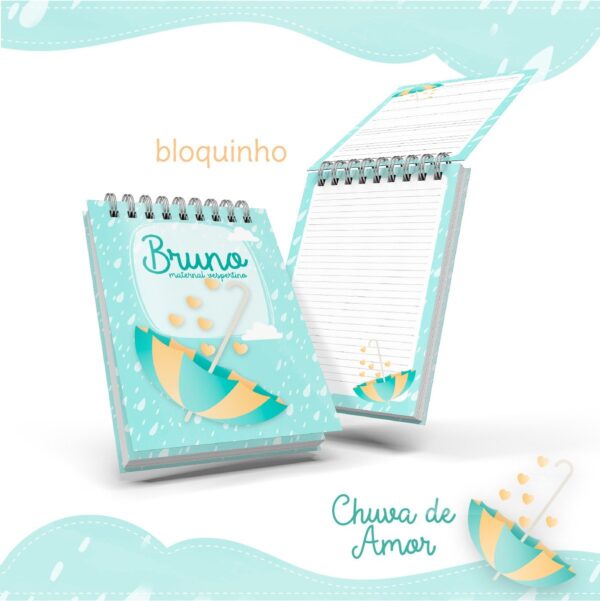 Bloquinho Anotações Chuva de Amor Menino - Arquivo Digital