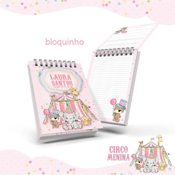 Bloquinho Anotações Circo Menina - Arquivo Digital