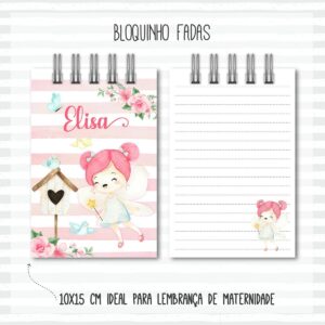 bloquinho anotacoes fadas arquivo digital papelaria personalizada