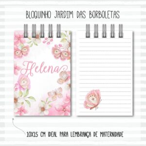 Bloquinho Anotações Jardim Borboletas - Arquivo Digital