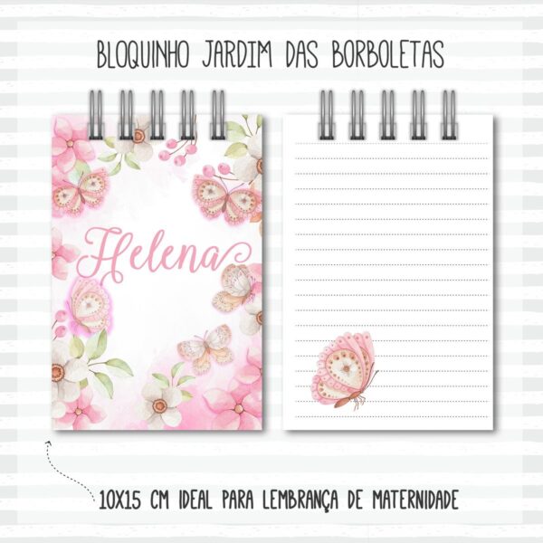 Bloquinho Anotações Jardim Borboletas - Arquivo Digital