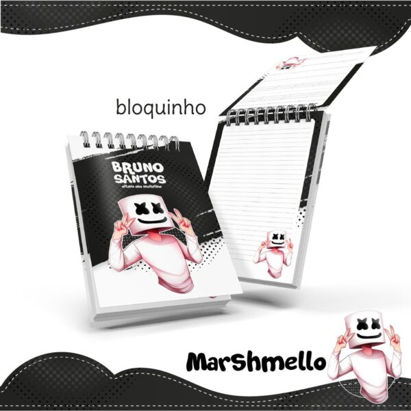 Bloquinho Anotações Marshmello - Arquivo Digital