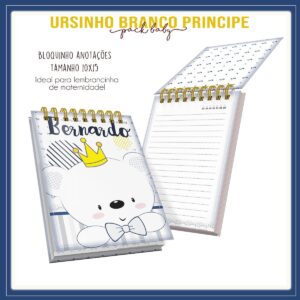 bloquinho ursinho branco arquivo digital papelaria digital