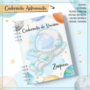 caderneta astronauta arquivo digital papelaria personalizada