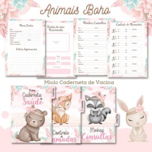 caderneta de saude animais boho arquivo digital papelaria personalizada 1