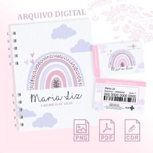 caderneta de saude arco iris rosa menina arquivo digital maternidade